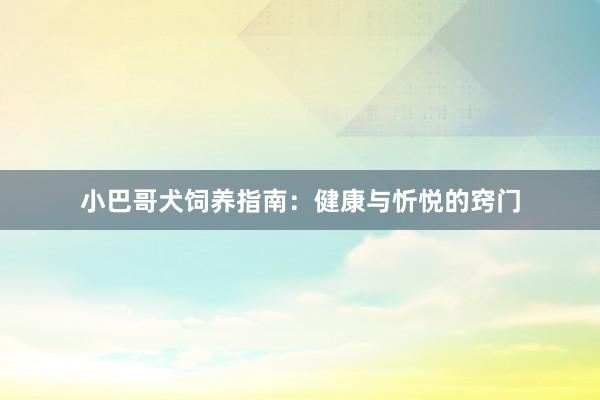 小巴哥犬饲养指南:健康与忻悦的窍门